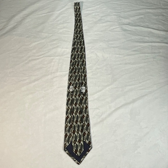 Fabio Fazio Silk Tie Italy Geometric Diamond Pattern Luxury Menswear - Picture 10 of 10